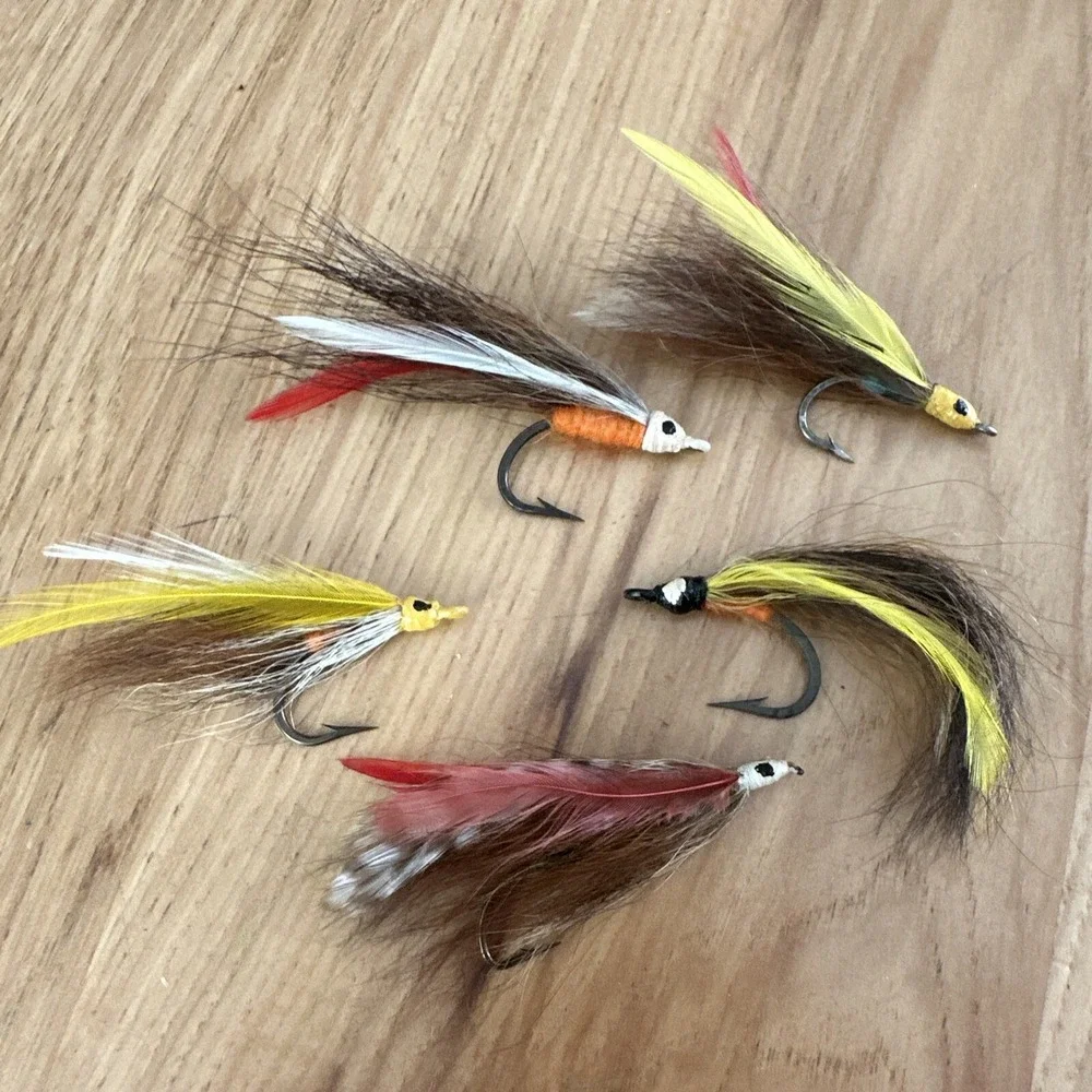 Vintage Handmade Fly Fishing Lures Lot of 5 Feathers & Horse Hair (6)
